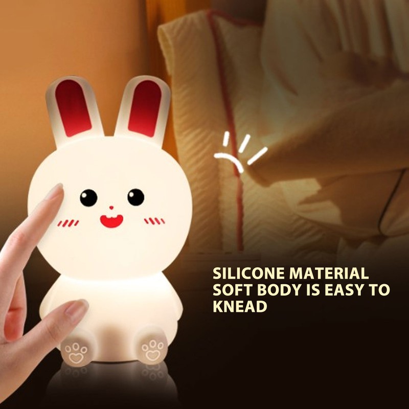 Cute Night Light Tap Control 5 Modes Rechargeable Rabbit Shape