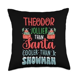 Ice Cold Charisma Christmas Holiday Heat Theodor Jollier Than Santa Cooler Than Snowman Frosty Throw Pillow, 18x18, Multicolor