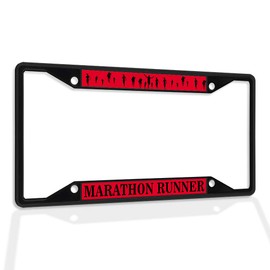 Fastasticdeals Metal Insert License Plate Frame Marathon Runner Weatherproof Car Accessories Black 4 Holes Solid Insert
