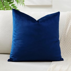 Artscope Velvet Cushion Cover Decorative Cushion Sofa Cushion Lumbar Cushion Throw Cushion Cover Sofa Bedroom 45 x 45 cm Navy Blue