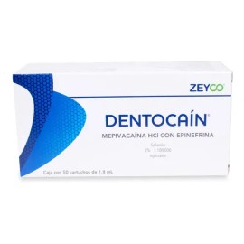 Dentocain Mepivacaina 2% Epinefrina Anestésico Vidrio 50 Pz