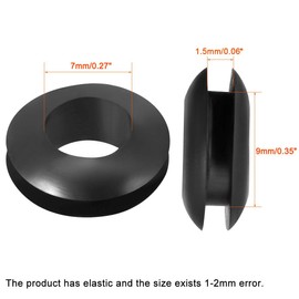 TA-VIGOR 10Pcs Rubber Grommets Cable Wire Protector, 7mm Conductor Wiring Blanking Gasket Ring Grommets, Black Electrical Cable Hole Plugs Wire Gaskets for Protecting Wires, Cables and Plugs