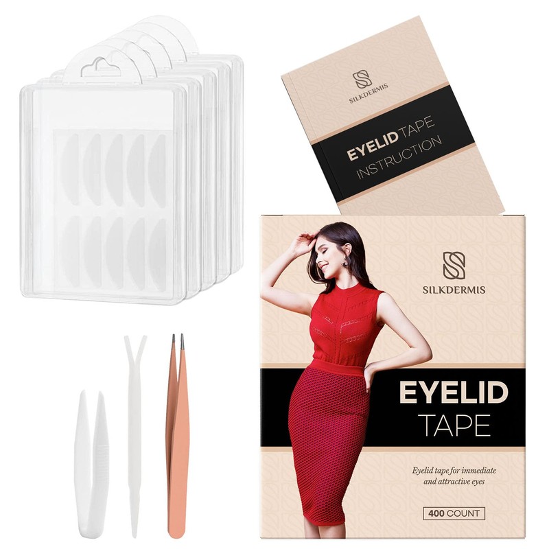 SILKDEMIS Professional Eyelid Tape 400Pcs (4mm,5mm,6mm,7mm), Eyelid Tape for Hooded