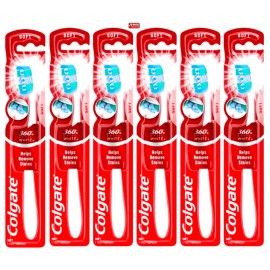 Colgate 360 Optic White Manual Stain Removal Toothbrush Soft Bristle -Pack of 6