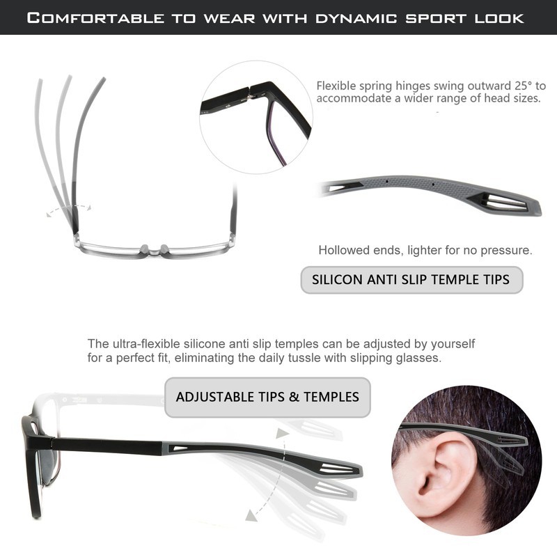 Missfive 2 Pack +1.5 Reading Glasses Blue Light Blocking, Flexible
