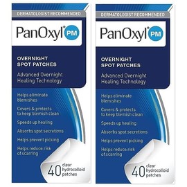 PanOxyl PM Overnight Spot Patches, Advanced Hydrocolloid Healing Technology, Fragrance Free, 40 Count - Pack of 2