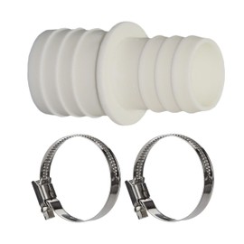 HAF® 2 x Hose Connectors 32 mm x 38 mm Including 4 Stainless Steel Hose Clamps for Pool, Pond and Swimming Pool Construction and All Irrigation Systems – Quality: Made in Europe