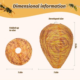 Yuvrwink 4 Pack Paper Wasp Nest Decoy Hanging Wasp for Hornet Nest for Wasps Yellow