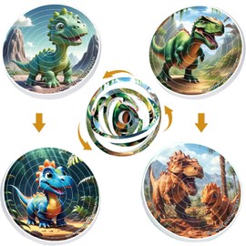 Children's Puzzle 3 4 5 6 Years, Spin 3D Dinosaur Puzzles, Rotating Puzzle Toy, Double-Sided Design Puzzle, 360° Rotation Puzle, Educational Toy, Travel Games for Children (2 Pieces