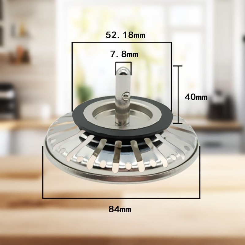 Kitchen Sink Strainer Plug, Stainless Steel, Interchangeable Emoji Design (bh-78mm)