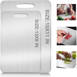 Titanium Cutting Board, 2025 Upgrade 100% Pure Titanium Cutting Boards for Kitchen, 1 Pack Double Sided Medical-grade Titanium Cutting Mat are Used for Meat, Fruits and Vegetables (15.35 * 11.02in)