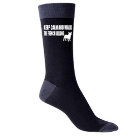 Print4U Keep Calm & Walk French Bulldog Dog Lover Men's Black Socks Birthday
