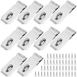 SEHOI 10 PCS Padlock Hasp Latch, Stainless Steel Padlock Hasp, Heavy Duty Security Hasp with Mounting Screws, Door Locks Hasp Latch for Doors and Cabinets