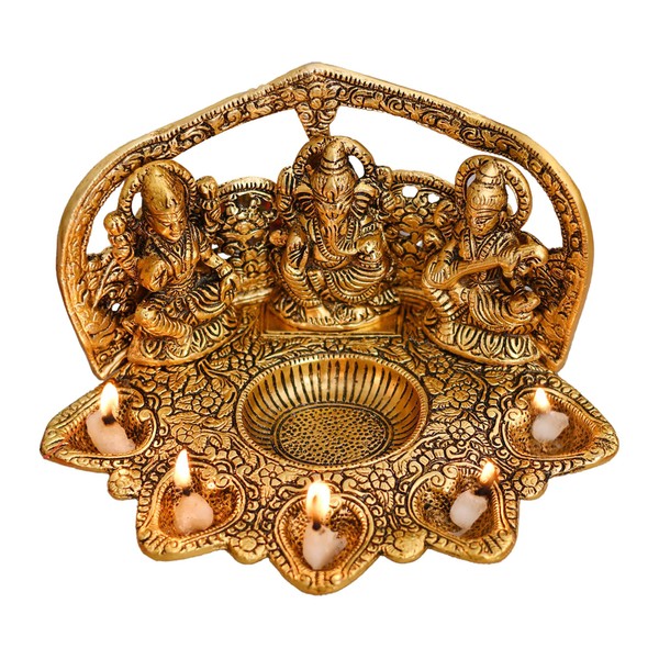 Wonder Care Lakshmi Ganesha Saraswati Diya lamp for Pooja and Home Decor Oil lamp | Diwali Decorations for Home | Traditional Diya Gift Set