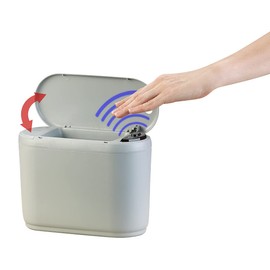 infactory Table Bin with Hand Motion Sensor, 2 Litres, Grey (Sensor Bin, Cosmetic Bin, Electric)