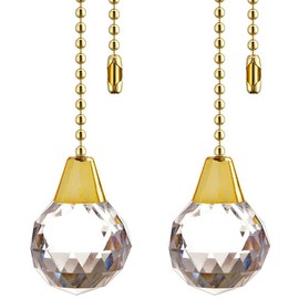 Akahttbn Ceiling Fan Pull Chain Chain Extender Extension for Ceiling Light Fan Chain 12 Inches Prism Ball Pendant Fan Pulls Set for Ceiling Light Lamp Fan Chain,2 Pcs (Gold)