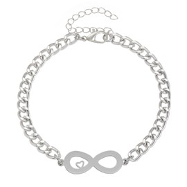 Heart Charm Link Bracelet for Women Silver Fashion Adjustable Sliver Plated 8 Character Bracelet Valentines Mother'S Day Dainty Jewelry Gift (606-8 Character Bracelet)