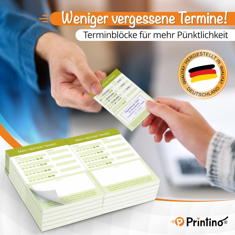 PRINTINO ‎ 10 Appointment Pads, 50 Appointment Notes, DIN A7,