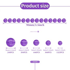3555 Pieces Face Gem Stickers Self Adhesive Rhinestone Stickers for Crafts 3/4/5/6/8 MM Face Jewels Stickers Diamond Nail Gems Stick on for Face Eye Hair Body Makeup DIY Craft 5 Sizes (Purple)