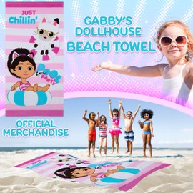 Gabbys Dollhouse Beach Towel Children Toddlers Soft Absorbent Towel Quick Drying Bath Towel Cotton Large Shower Towel 70 x 140 cm
