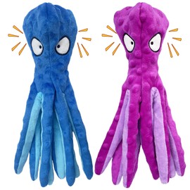 KKBDOO Octopus Dog Toy, Squeaky Dog Toys to Keep Them Busy, Dog Toys No Stuffing, Crinkle Dog Toys for Small Medium Large Dogs, Durable Puppy Plush Dog Toys for Teething-2 Pack