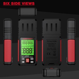 Wood Moisture Meter Digital for Wood Measurement, Pin Type Moisture Tester with Tri Color Backlight, Accurate Moisture Detection Tool for Lumber & Building Materials