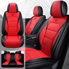 PANG DOU Seat Covers Custom Fit for Dodge Charger 2006-2023, Standed Full Set Leather seat Covers Cushion, Waterproof Car Seat Cover Full Set, Automobile Interior(Black Red)