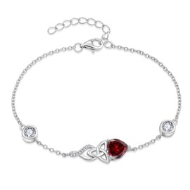 Inpasne Infinity Celtic Knot Bracelet 925 Sterling Silver January Birthstone Garnet Bracelet Irish Jewelry Gifts for Women