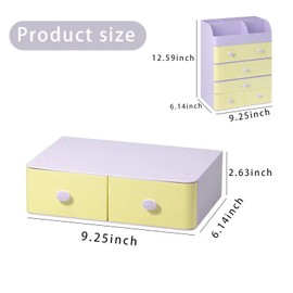 Daixers Pencil Organizer Desk Organizers Accessories,Stackable Makeup Organizer Multi-Functional Desktop Drawer Storage for Office Art Supplies (2 Drawer-1)