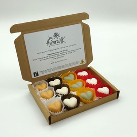 By Aurora UK, Black Pomegranate, Vanilla & Anise, Red Rose, Dark Amber & Ginger Lily Wax Melts Mixed Gift Box Set - 12 x Eco-Friendly Natural Soy Wax Hearts (A)