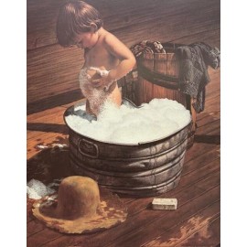 Jim Daly "Saturday Night" FRAMED Americana Children's Boys Art Cowboy Rural NEW!