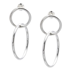 Silverly Women's 925 Sterling Silver Double Ring Interlinking Stud Hoop Earrings