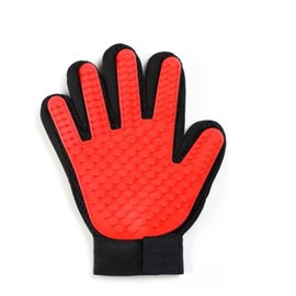 Massage Mitt - Pet Hair Remover Glove - Gentle Pet Grooming Glove Brush - Perfect for Dogs & Cats with Long & Short Fur - 1 Pack (Right-Hand), Red