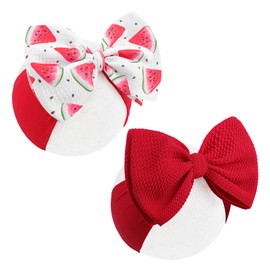 ONENINEDREAM 2 Pcs Baby Girl Headbands Summer Outfits 6’’ Fruit Hair Bows Watermelon Hair Accessories for Newborn Infant Toddler Girls Clothes