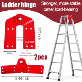 2 PCS Attic Ladder Hinge, Aluminum Tie Rod Attic Ladder Replacement Accessories, Step Ladder Hinge Replacement Kit for Herringbone Ladder