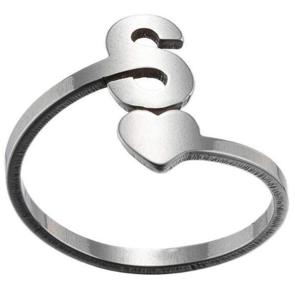 Jude Jewelers Stainless Steel Heart Shaped Ajudstable Size Initial Letter