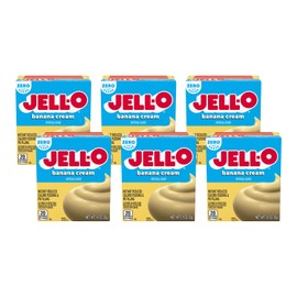 Jell-O Zero Sugar Banana Cream Instant Pudding & Pie Filling Mix, Fat Free, Reduced Calorie Dessert for Pies, No-Bake & Baking Recipes, 0.9 oz (Pack of 6)