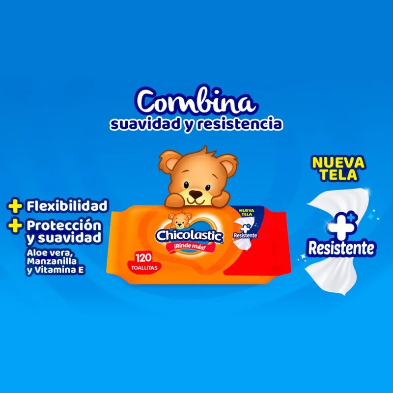 Toallitas Húmedas Chicolastic Classic 120 Piezas Suaves Resistencia