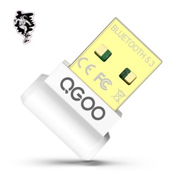 USB Bluetooth Adapter for PC - QGOO Bluetooth Dongle 5.3 EDR, Wireless Bluetooth Receiver for Desktop Computer Laptop Bluetooth Windows 8.1/10/11（white-113）
