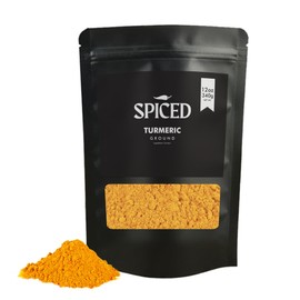 SPICED Ground Turmeric Powder, 12oz of Turmeric Powder Spice in Resealable Bag, Great for Indian Cuisine, Baking, Cooking, Seasoning, Curry, Stew and Even Tea