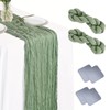 COWANIEE 2 Pcs Green Table Runner, Cheesecloth Table Runner Decorations