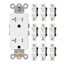 DEWENWILS 10 Pack Modern Wall Outlet, Decorator Receptacle Outlet, Standard Plugs Outlet, 20Amp/125V/2500W, Tamper Resistant (TR) Electrical Outlet, Self-Grounding, 2-Pole, 3-Wire, UL Listed, White