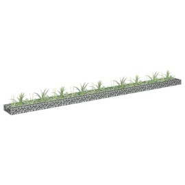 vidaXL Gabion Raised Garden Bed/Flower Planter - Silver Galvanized Steel, Weather-, 141.7" x 11.8" x 3.9", Durable Outdoor Patio Landscape