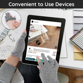 Segbeauty Cotton Gloves, 12 Pairs of Cotton Gloves, Neurodermatitis, Thin Gloves for Women, Grey for Repair Dry Hands, Touchscreen (M, Two Fingers Exposure)