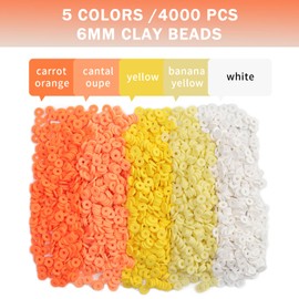 THRELE 4000Pcs Yellow Clay Beads for Bracelets Making 6mm Heishi Beads Polymer Clay Beads, Flat Round Disc Clay Beads for Jewelry Making Yellow Beads Making Kit