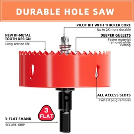 GARHWAL Bi-Metal Hole Saw 120 mm, Drill Bit, Hole Drill, with Triangle Shank Adapter and Pilot Drill - Precise and Fast Cutting of Wood, Plastic, Plasterboard, and Thin Metal Panels