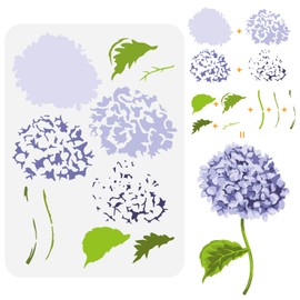 FINGERINSPIRE Layered Hydrangea Pattern Painting Stencil 8.3x11.7inch Hydrangea Flower Drawing Template DIY Craft Plants Decoration Stencil for Painting on Wood Wall Fabric Furniture