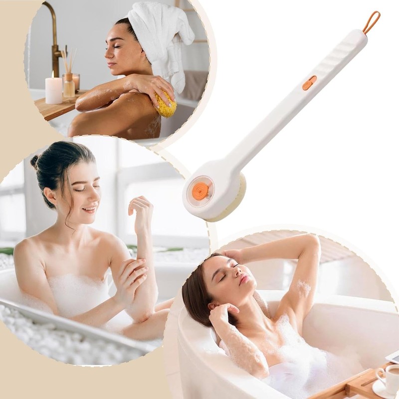Cepillo exfoliante de espalda para ducha con dispensador de líquido