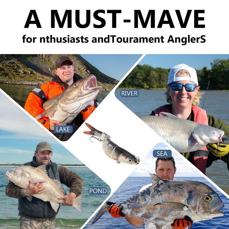 OWLMATE Pack of 3 Fishing Lures Freshwater Pike Bait Sea