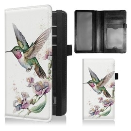 BFSEROBJ Checkbook Covers for Personal Checkbook Duplicate Checks RFID Blocking Checkbook Cover for Women Men with Elastic Strap Card Slots Pen Holder - Hummingbird Flower